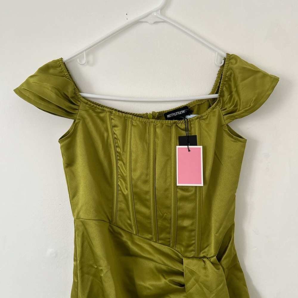 PrettyLittleThing Olive Fringe Dress